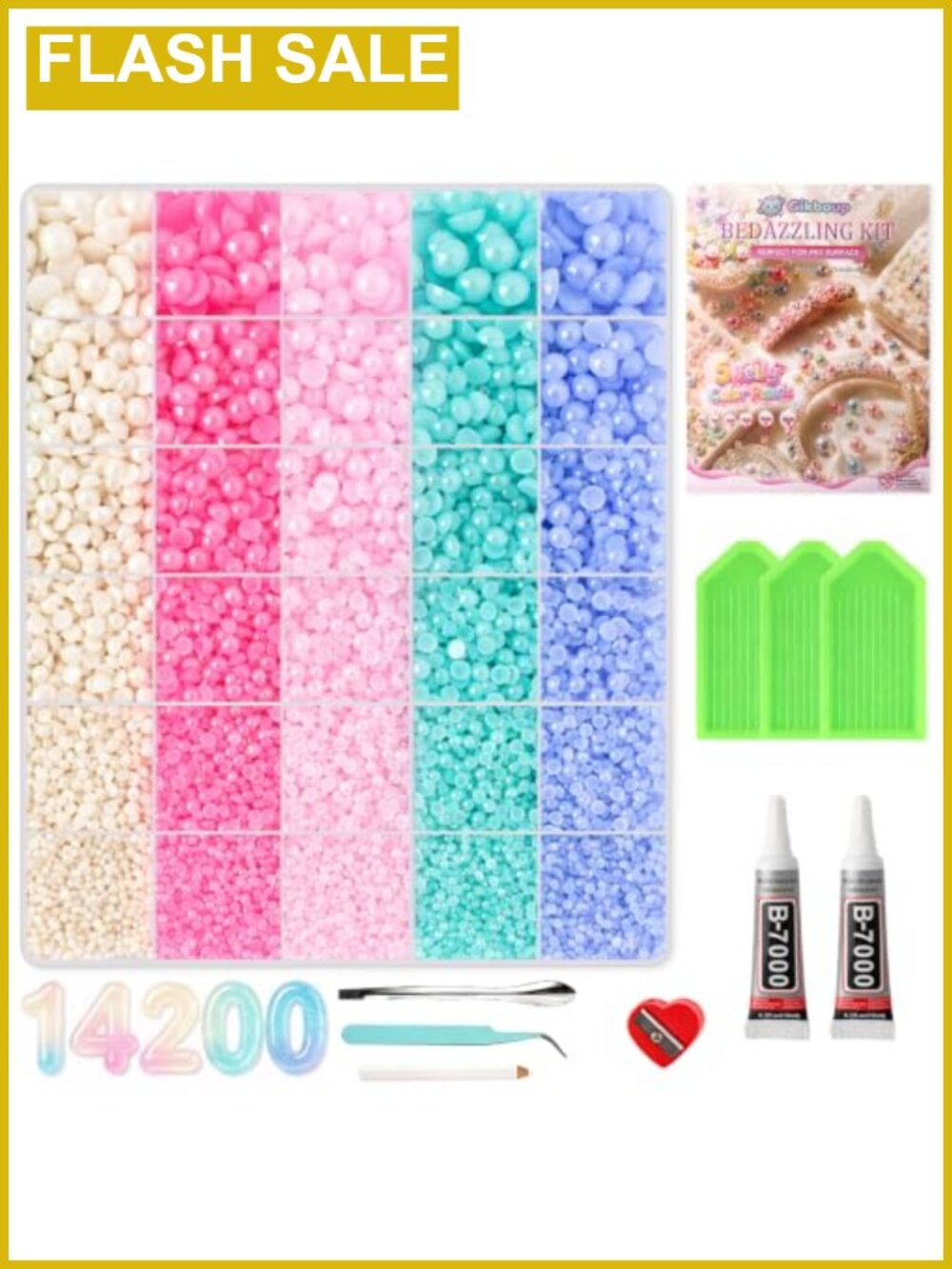 Pearl Bedazzling Kit 14200pcs Jelly Pearls 6 Sizes Craft Glue